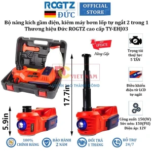 Bộ nâng kích gầm điện, kiêm máy bơm lốp tự ngắt 2 trong 1. Thương hiệu Đức ROGTZ cao cấp TY-EHJ03