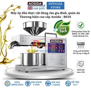 Máy ép dầu thực vật dùng cho gia đình, quán ăn. Thương hiệu cao cấp Aosida - B03S