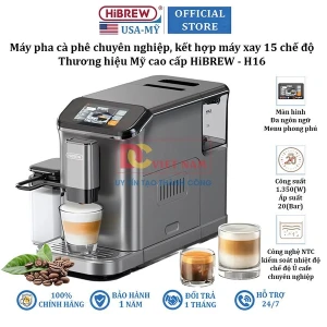 Máy pha cà phê tự động chuyên nghiệp, dùng cho quán cà phê, nhà hàng và khách sạn HiBREW H16