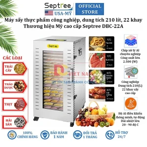 Máy sấy thực phẩm công nghiệp, dung tích 210 lít, 22 khay. Thương hiệu Mỹ cao cấp Septree DBC-22A