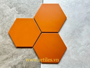 Gạch lục giác màu cam trơn