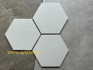 Gạch lục giác màu trắng trơn