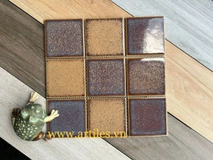 Gạch Mosaic 10x10 Men Rạn Màu Nâu ArtM1018
