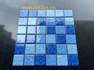 Gạch mosaic gốm men bông ốp hồ bơi