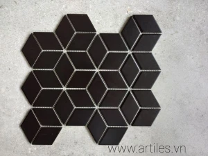 Gạch Mosaic Kim Cương Lập Phương Đen Mờ ArtM4804