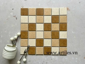 GẠCH MOSAIC MIX NÂU VÀNG ArtM199