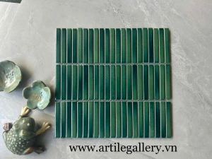 Gạch mosaic que đũa màu xanh lá loang màu ArtM2302