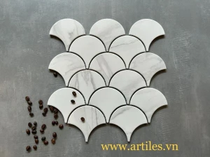 Gạch mosaic vảy cá carrara