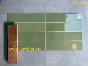 Gạch ốp tường màu xanh bóng lượn ArtC806D