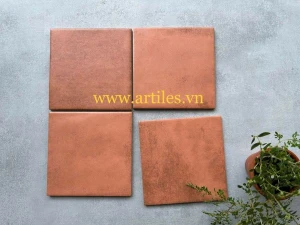 Gạch thẻ 150x150mm men mờ màu đỏ đất 5M