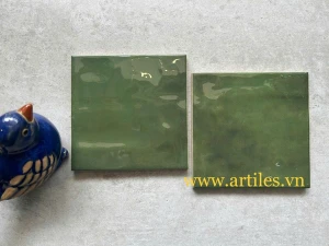 Gạch thẻ vuông màu xanh lá bóng lượn Art2012