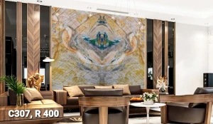 Tranh Đá Granite Màu Vàng Xám Xanh