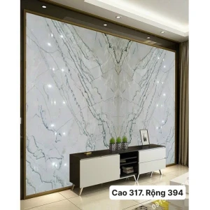 Tranh Đá Tự Nhiên Marble Màu Trắng HTS-005