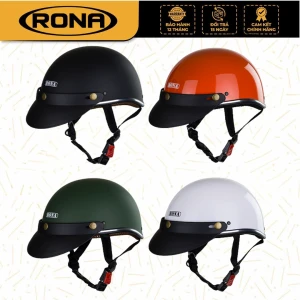 Mũ bảo hiểm nửa đầu RONA hali viền bạc chính hãng, nón bảo hiểm freesize cho nam và nữ