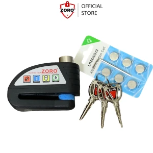 Ổ khóa đĩa xe máy báo động chống trộm ZORO chìa tròn màu đen
