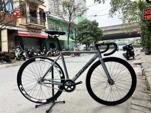Xe đạp Fixed Gear Tsunami SNM100 màu Ghi Xám vành nan