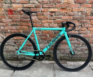 Xe đạp Fixed Gear Tsunami SNM100 màu xanh ngọc vành nan