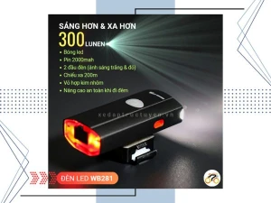 ĐÈN LED MINI 2 ĐẦU - WEST BIKING WB281 - 2000MAH - 300LUNEN - SẠC USB