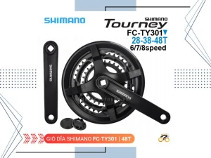 GIÒ DĨA XE ĐẠP MTB - SHIMANO FC TY301 - 28-38-48T - NHÔM - CỐT VUÔNG