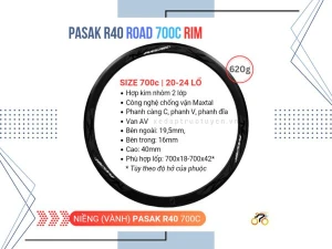 NIỀNG XE ĐẠP PASAK R40 - 700c MÁ PHANH - 4.0cm - 24L