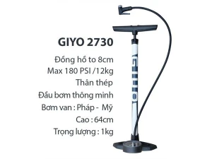 ỐNG BƠM XE ĐẠP - BƠM SÀN GIYO GF-2730 - ĐỒNG HỒ (THÂN KIM LOẠI)