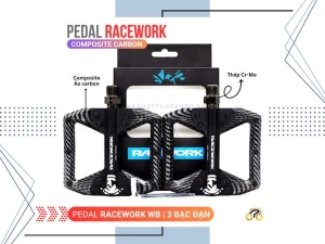 PEDAL XE ĐẠP - BÀN ĐẠP RACEWORK WB - COMPOSITE ÁO CARBON - 3 BẠC ĐẠN