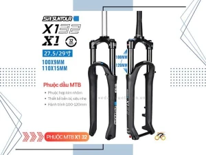 PHUỘC XE ĐẠP MTB 27.5 - SUNTOUR X1 2024 - DẦU - REMOTE - REBOUND - CỔ THẲNG - HÀNH TRÌNH 130mm - THẮNG ĐĨA