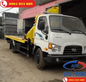 Xe cứu hộ sàn trượt càng kéo Hyundai 110S gắn cẩu Hyva