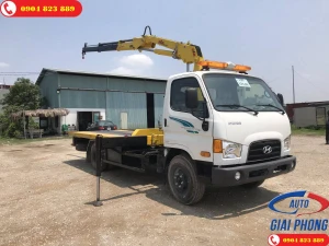 Xe tải cứu hộ gắn cẩu sàn trượt càng kéo Hyundai 110SP
