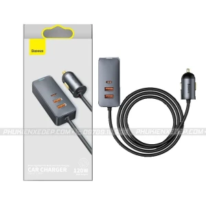 Tẩu chia sạc ô tô Baseus 3 USB 1 Type C có dây dài 1.5m