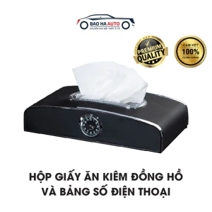 Hộp đựng khăn giấy ô tô có đồng hồ kèm bảng số điện thoại