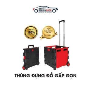 Thùng đựng đồ gấp gọn có tay kéo bánh xe (Nhựa cao cấp)