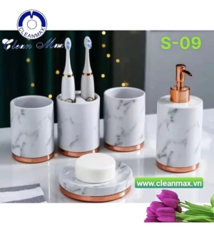 Bộ phụ kiện phòng tắm bằng sứ để bàn CleanMax S09