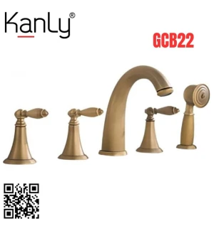 Sen bồn tắm gắn bồn 5 lỗ nóng lạnh bằng đồng cổ điển Kanly GCB22
