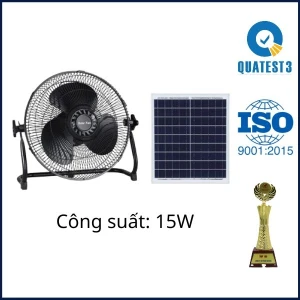 Quạt Năng Lượng Mặt Trời Màu Đen Kitawa 15W KQ115