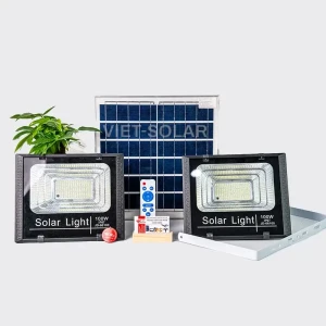 Đèn pha năng lượng mặt trời 2023 2 đèn 1 pin (100w)