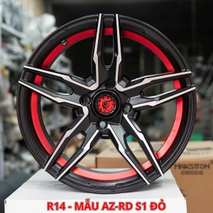 Bộ 04 Lazang oto 14 inch Mẫu AZ-RD S1 (Viền đỏ)