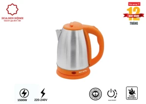 Ấm đun nước siêu tốc EKT07 1518 O 1500W, 1.8L, inox 201, nhựa PP màu cam