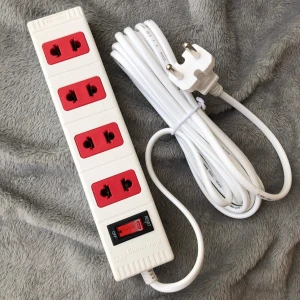 Ổ cắm ECO ESK 5WR 42 ECO 4 lỗ 2 chấu, dây dài 5m, màu trắng đỏ
