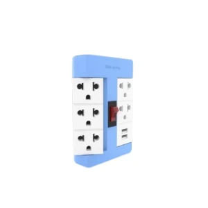 Ổ cắm xoay 90º ESK RT 53BW 2USB 5 lỗ 3 chấu, 2USB, màu xanh dương trắng