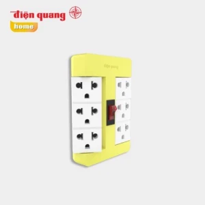 Ổ cắm xoay 90º ESK RT 63YW 6 lỗ 3 chấu, màu vàng trắng