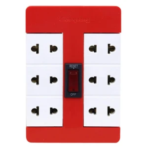 Ổ cắm xoay 90º ESK RT 6RW 6 lỗ, màu đỏ trắng