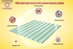 Tôn Hoa Sen Gold màu xanh MGL01 0.5mm