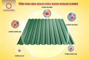 Tôn Hoa Sen Gold màu xanh MGL02 0.5mm