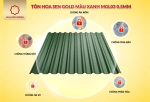 Tôn Hoa Sen Gold màu xanh MGL03 0.5mm