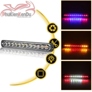 Đèn police chớp xanh đỏ 12 LED cao cấp 16 chế độ nháy
