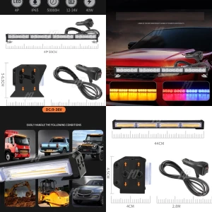 Đèn police chớp xanh đỏ, đèn cảnh sát, cảnh báo khẩn cấp, lắp trên nóc ,lưới tản nhiệt xe cảnh sát, xe ưu tiên 59CM DC12-24V