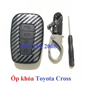 Bao chìa khóa, bọc, ốp chìa khóa vân carbon xe Toyota Cross 2020- 2023, Camry 2019- 2023