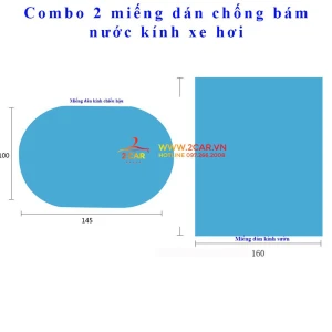 Bộ 4 miếng dán chống bám nước gương xe, cửa kính xe ô tô, Miếng Oval Vuông