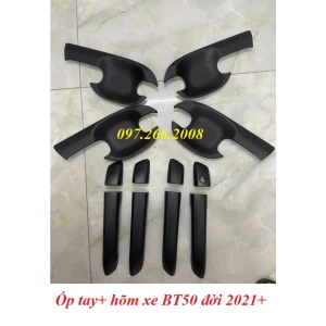 Bộ ốp tay nắm, hõm cửa NHỰA ĐEN xe Mazda BT50 các đời 2021, 2022, 2023 Hàng NHÁM cao cấp